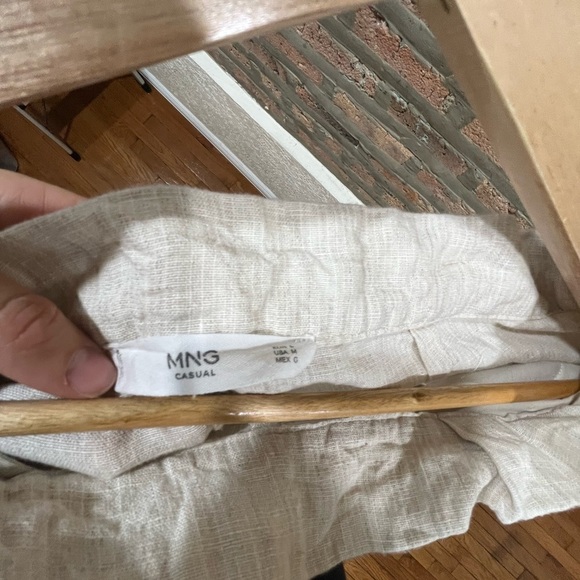 Mango wide leg belted linen pants - Picture 3 of 6